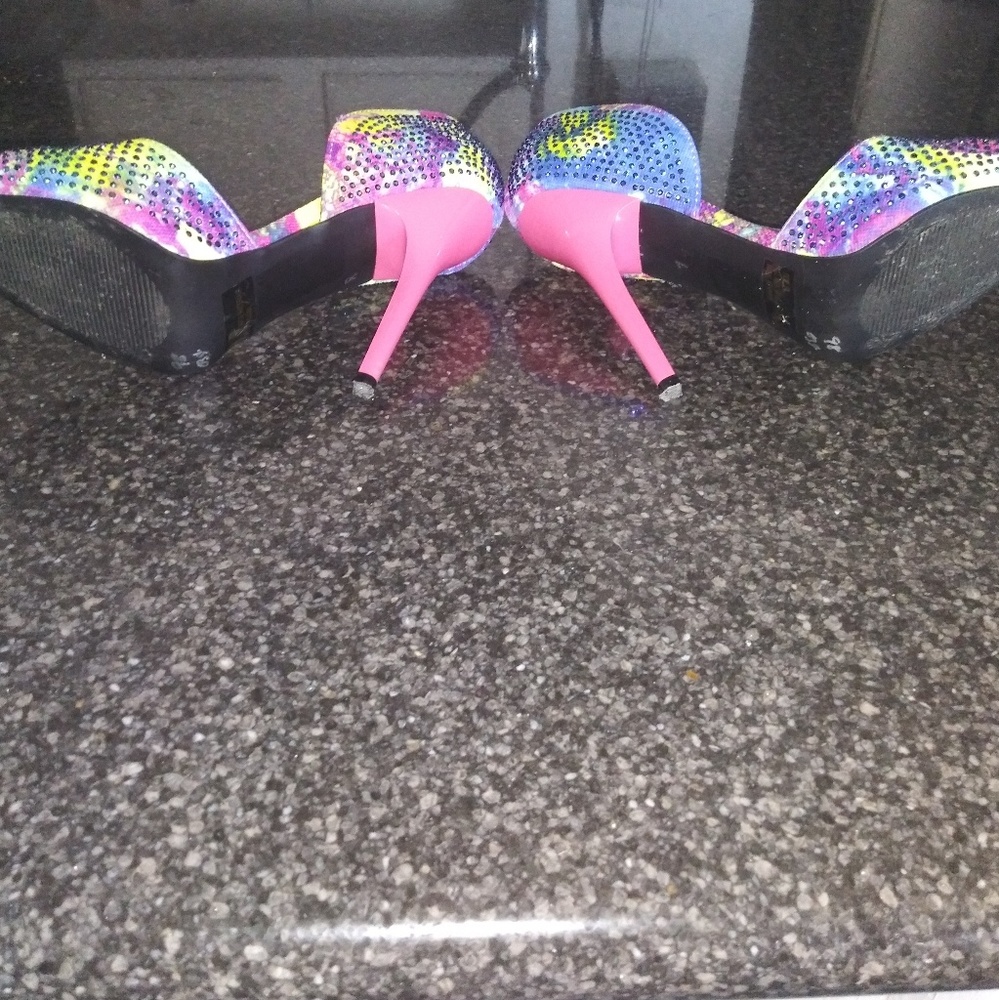 Multi colored rhinestone heels. - Picture 2 of 4